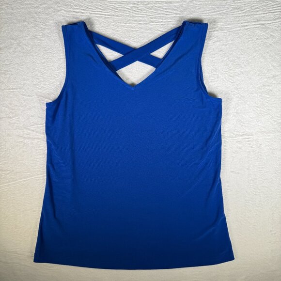 Women's Nine West Sleeveless Cross-Front Blue Top Size Small EUC - Picture 2 of 5